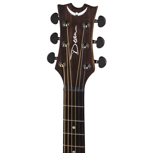 AXS Parlor Mahogany Guitar headstock closeup