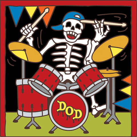 6x6 Tile Skeleton Rock Drummer