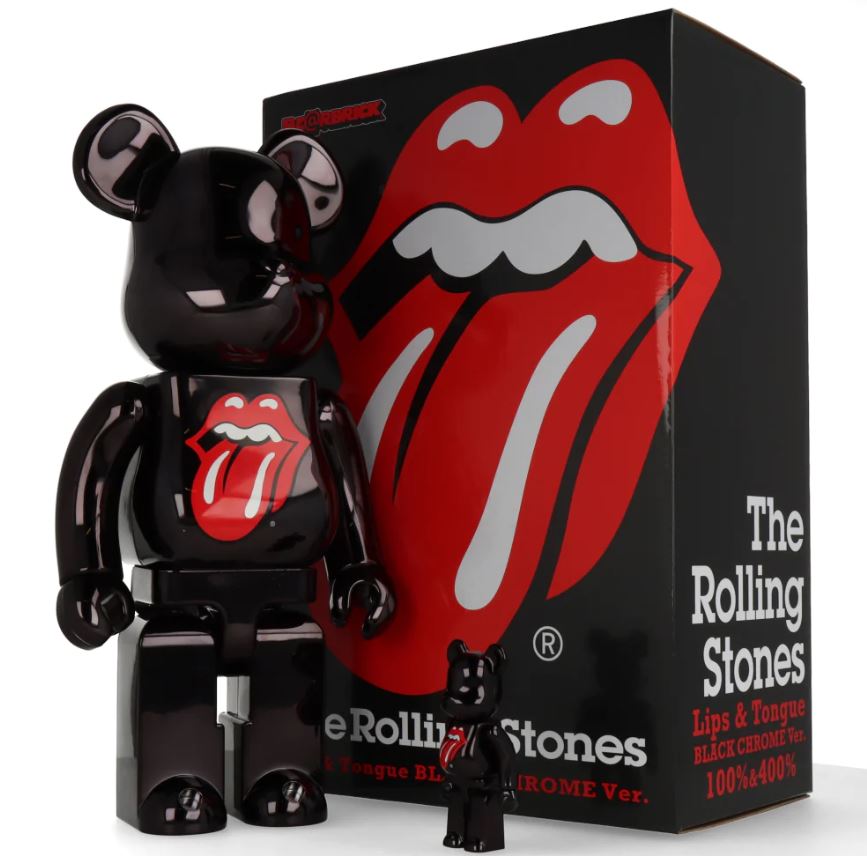 Rolling Stones Lips u0026 Tongue Be@rbrick (Black Chrome Ver.) 100% + 400% –  Wild About Music