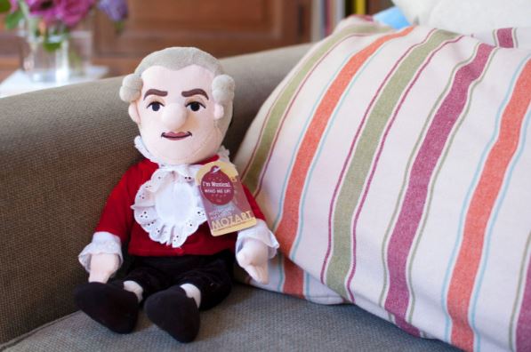 mozart doll by pillow