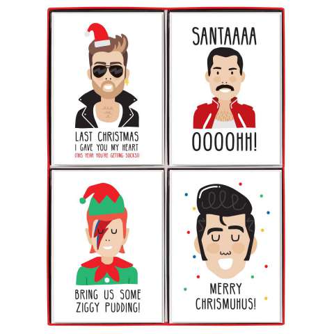 Holiday Cards featuring various rock artists
