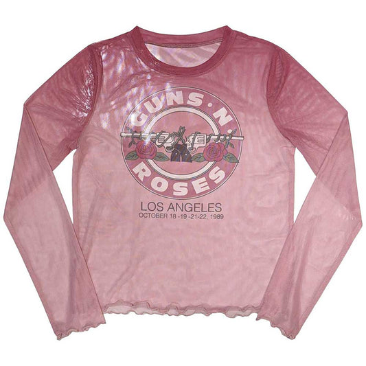 Guns n Roses Bullet Seal Long Sleeve Mesh Women's Crop Top