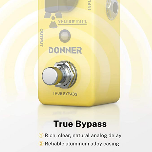 Donner Guitar Delay Pedal Yellow Fall true bypass