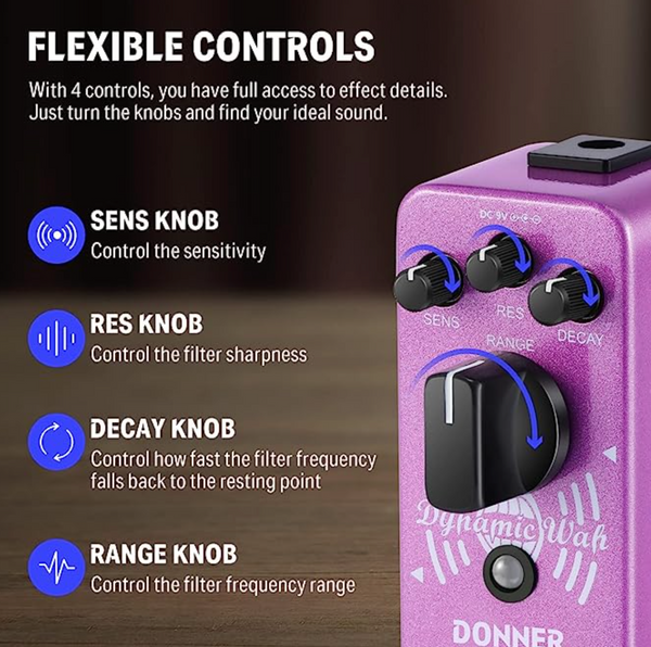 Donner Dynamic Wah Pedal control info