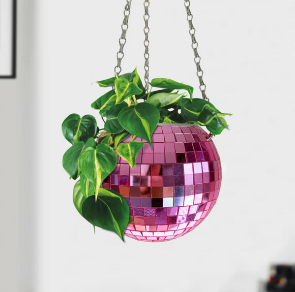 Disco Ball Planter Pink 6 In.