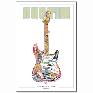 Iconic Austin Guitar print 16x24 in
