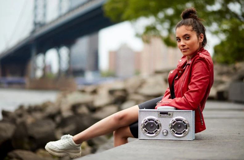 Boombox Bluetooth Speaker/Radio Iridescent Bling