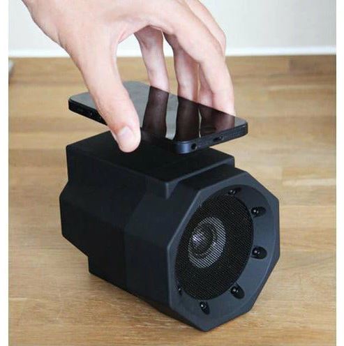 Boombox Touch Speaker with phone placed on top