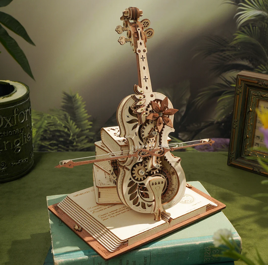 Magic Cello Mechanical Music Box 3D Wooden Puzzle