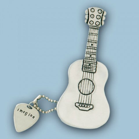 Pewter Guitar Box w/ "Imagine" Guitar Pick Charm