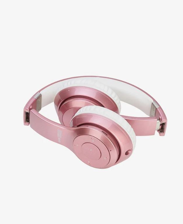 Bluetooth Stereo Headphones Rose Gold Folded