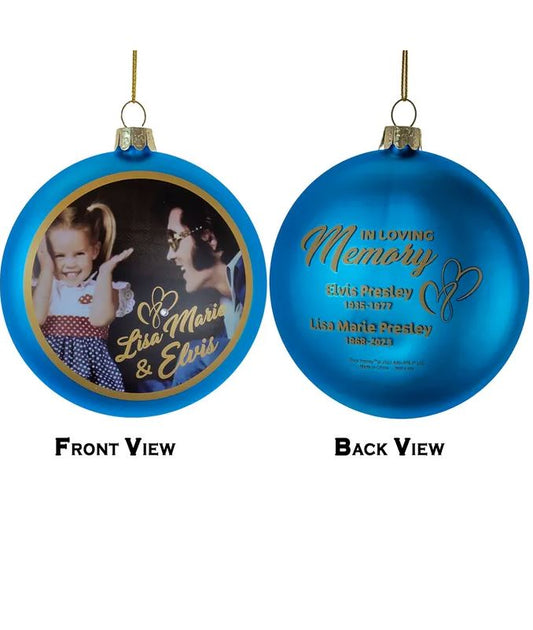 Elvis and Lisa Marie Glass Disc Ornament