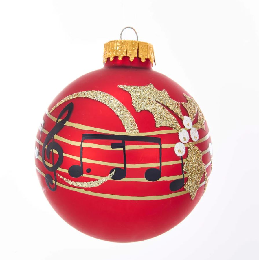 Red Glass Music Note Ball Ornament