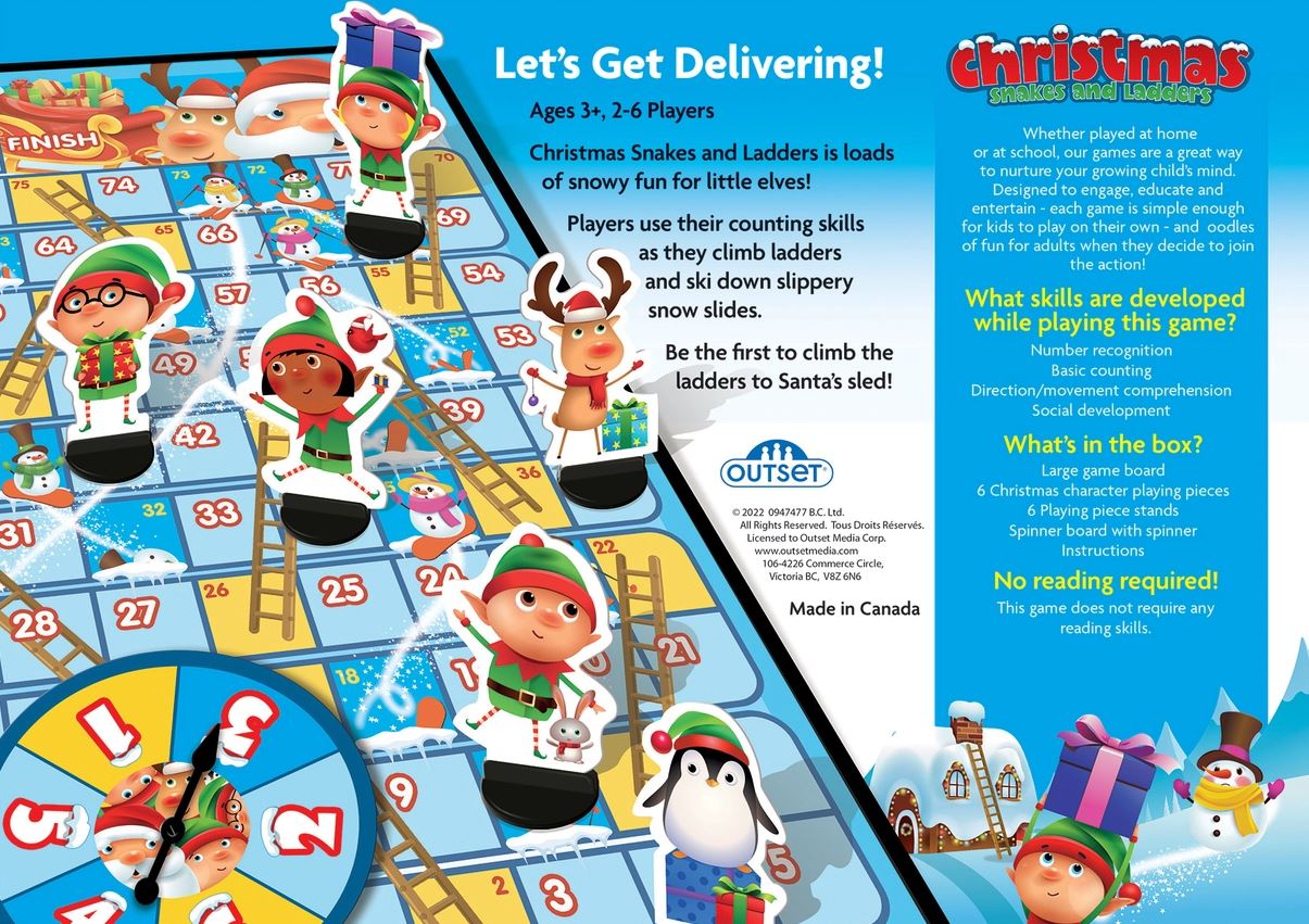 Christmas Snakes and Ladders Board Game