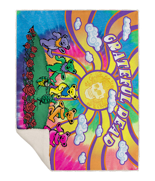 Grateful Dead Sunshine Bears Fleece Throw Blanket