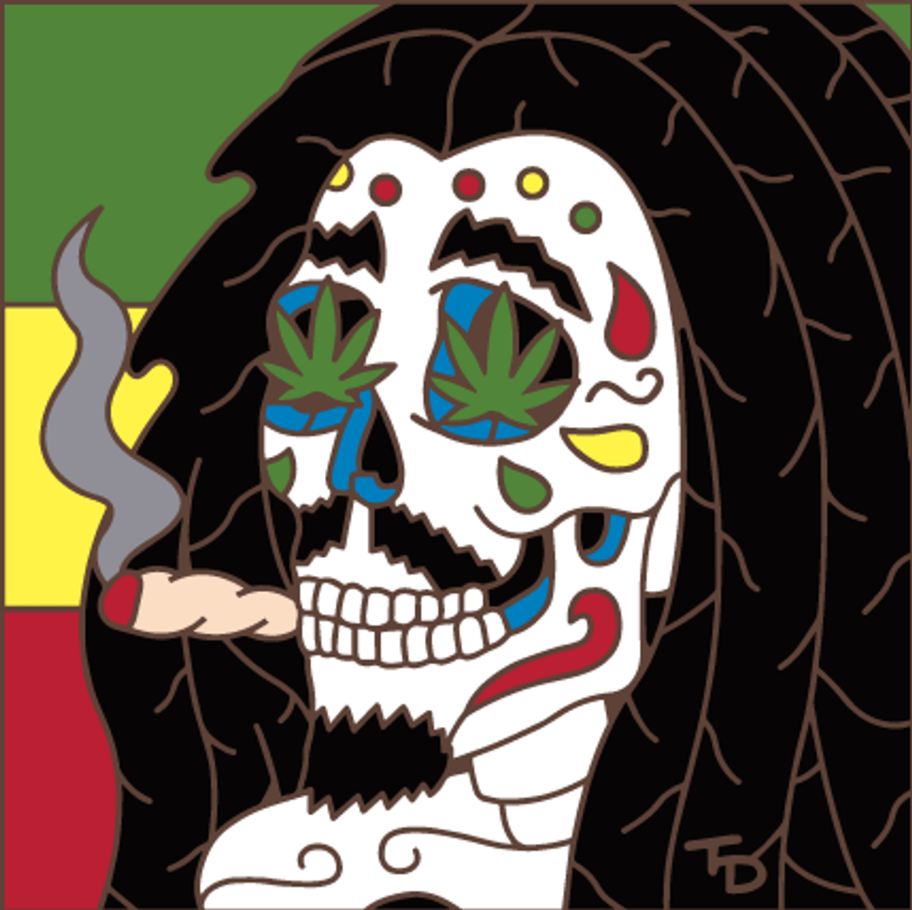 6x6 Tile Skeleton Bob Marley