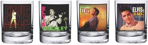 Lowball glasses featuring photos of elvis