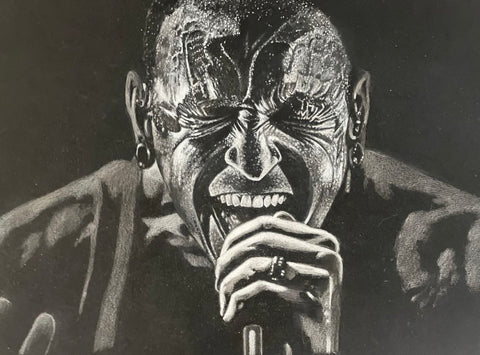 Drawing of Chester from Linkin Park singing close-up