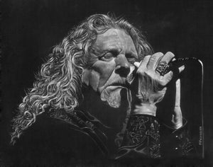 Drawing of Robert Plant singing