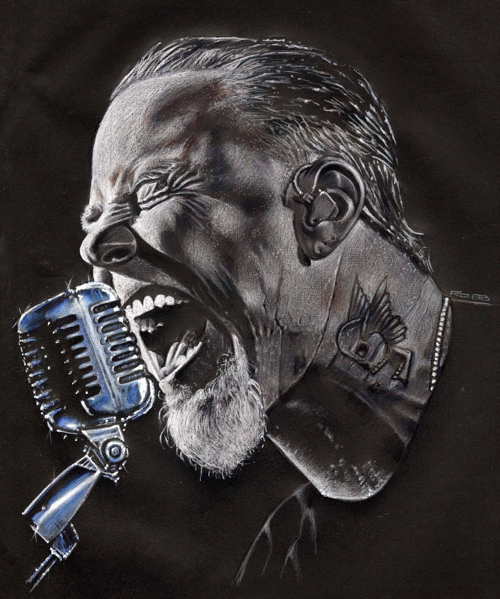 Drawing of James Hetfield singing
