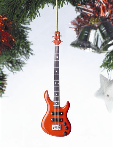 Electric Bass Guitar Ornament in Red