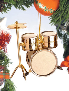 Drum Set Ornament in Gold