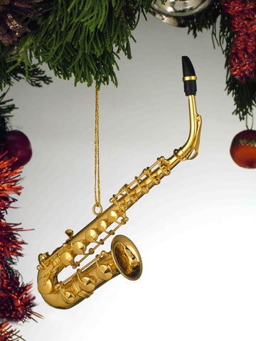 Alto Sax Ornament in Gold