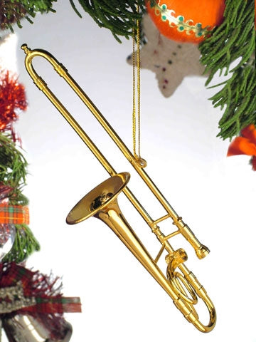 Trombone Ornament in Gold