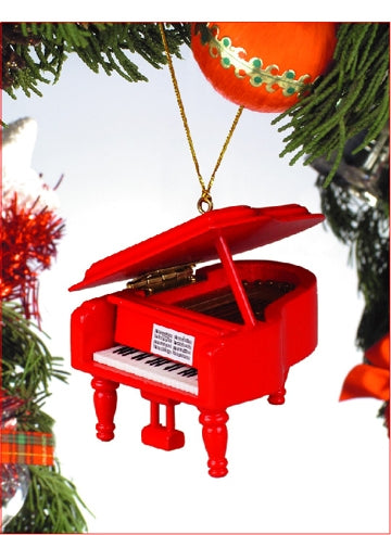 Grand Piano Ornament in Red
