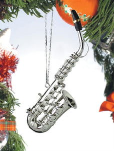 Alto Sax Ornament in Silver