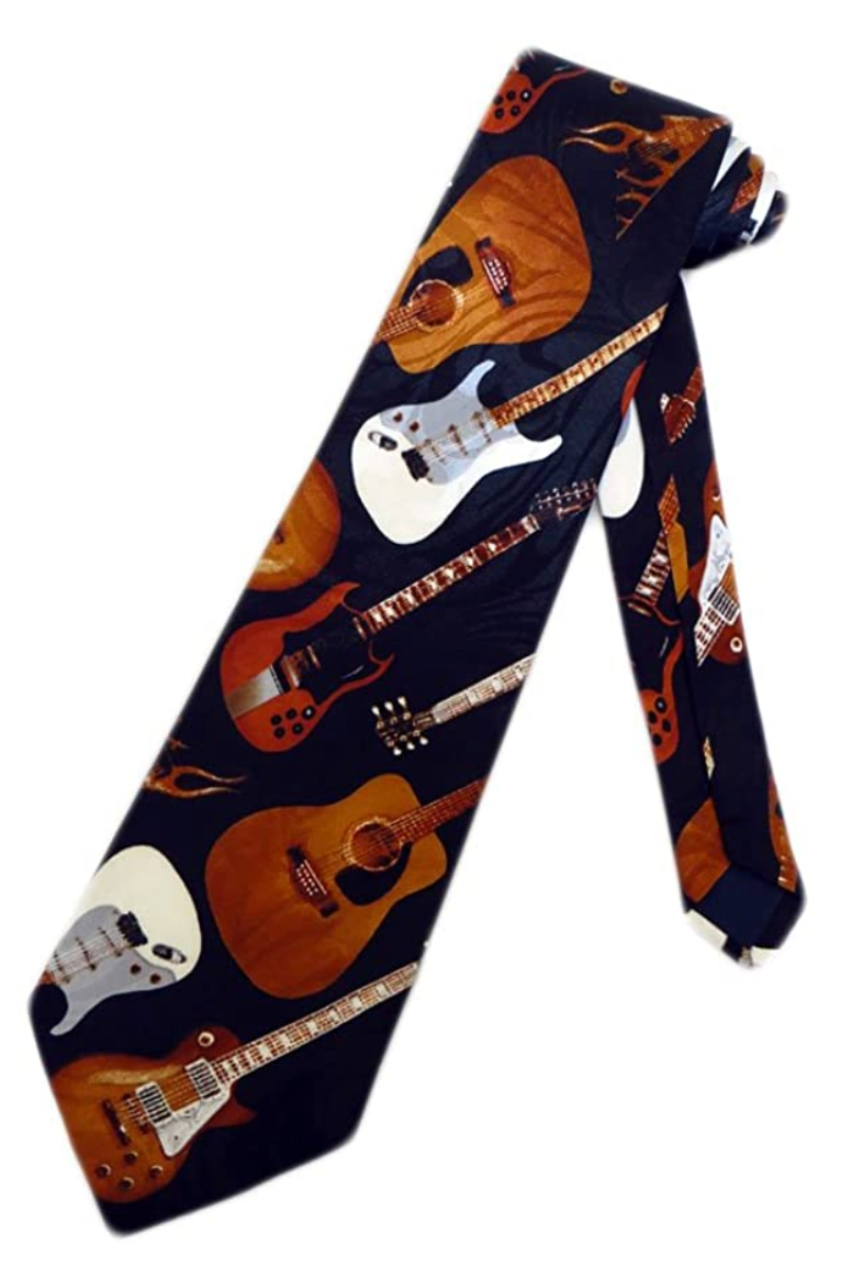 Assorted guitars neck tie 