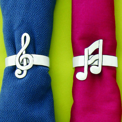 Music Note Pewter Napkin Ring Set