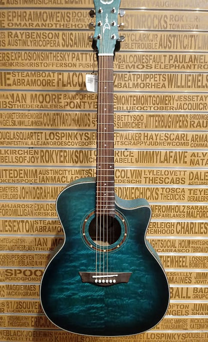 Ash blue satin guitar full body