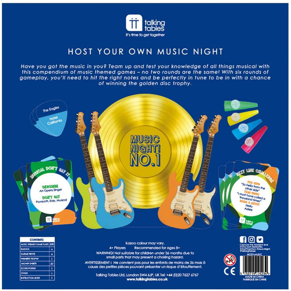 Host a Music Night Game back of box