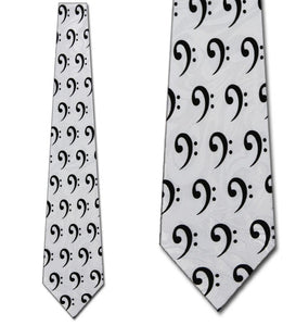 Bass Clef Pattern (White) Necktie